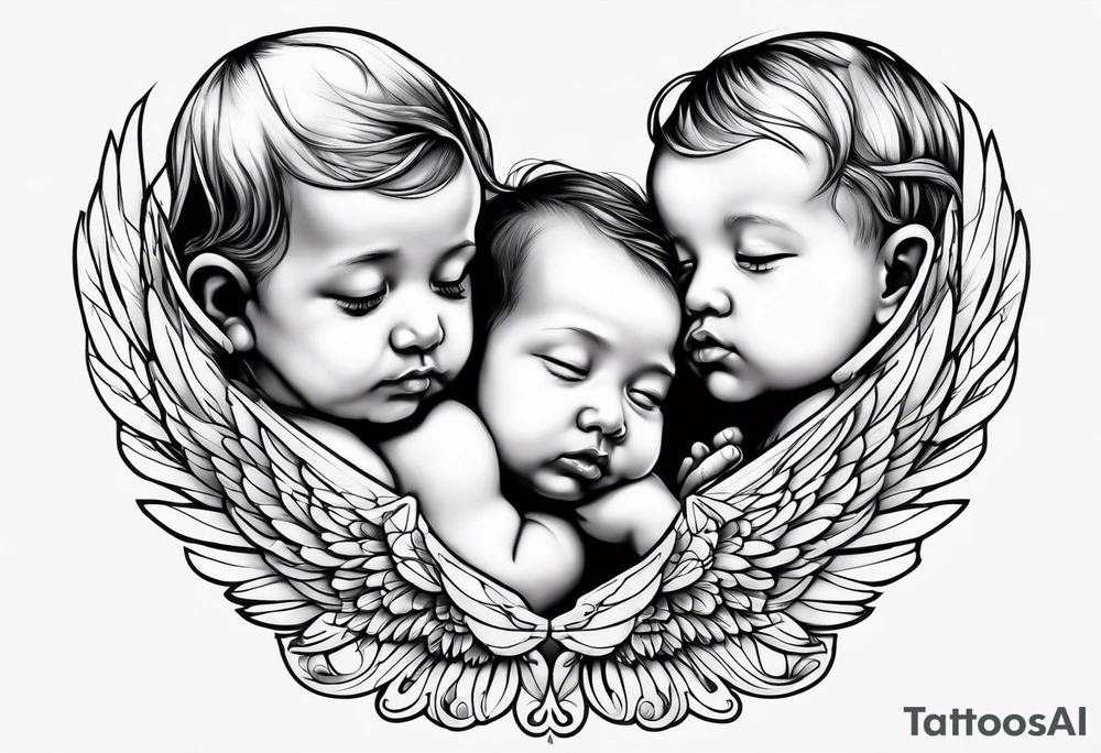 baby angels, praying, wings tattoo idea