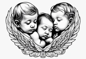 baby angels, praying, wings tattoo idea