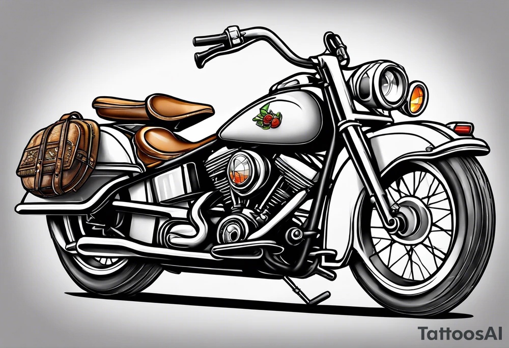 A silly goose riding a bike tattoo idea