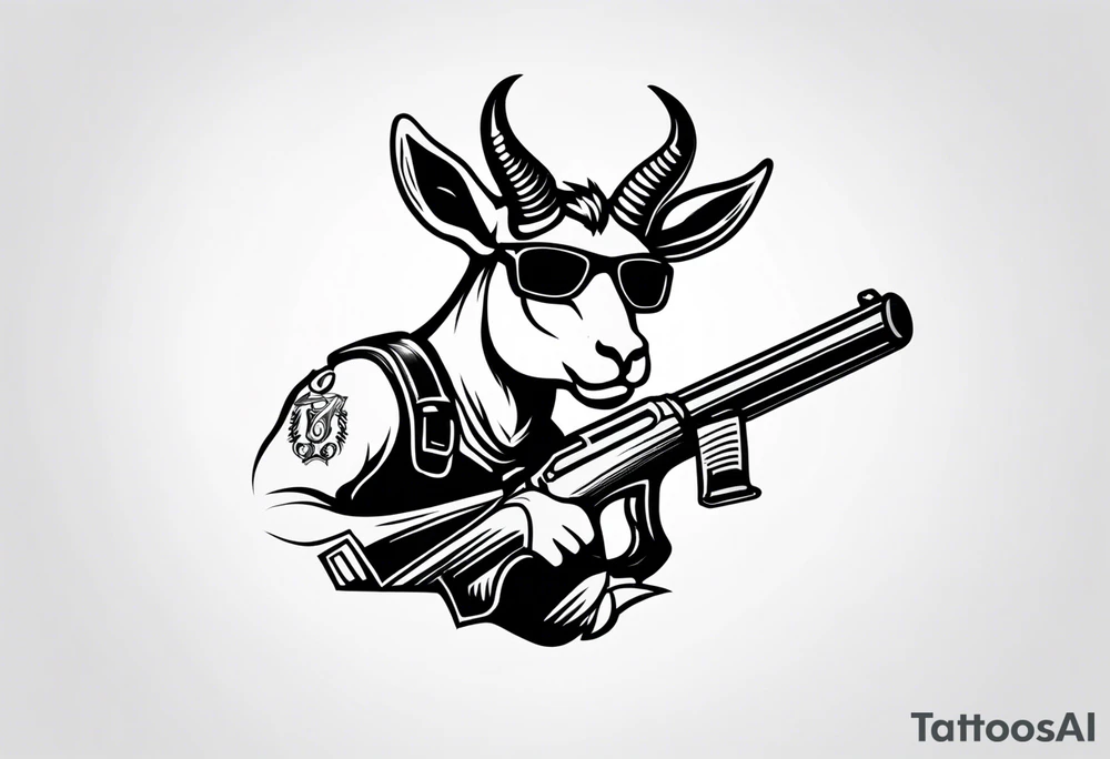 capricorn with sunglasses and shotgun tattoo idea