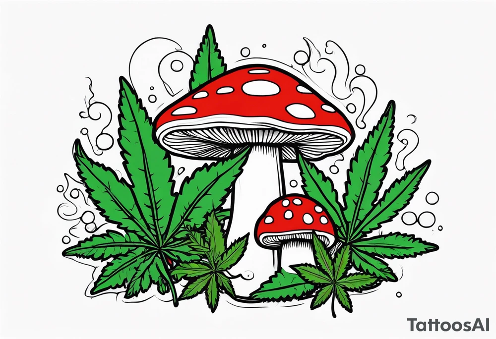 shroom and marijuana tattoo tattoo idea