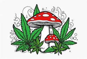 shroom and marijuana tattoo tattoo idea