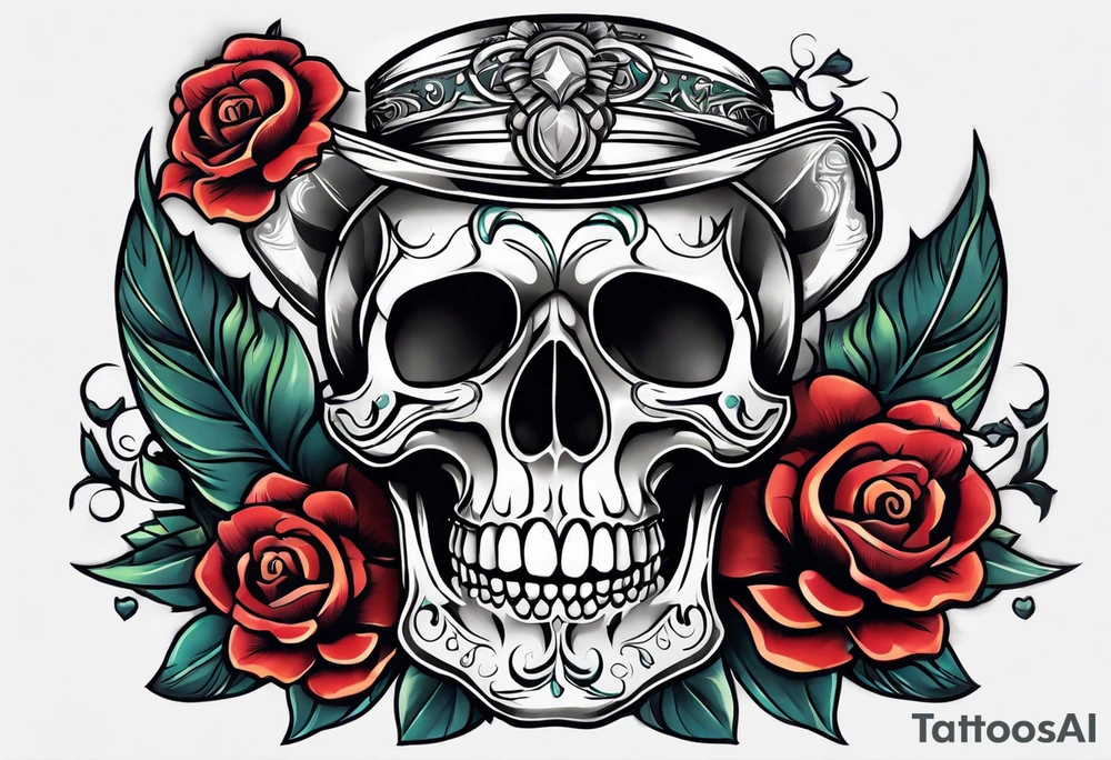 Bold Neo traditional skull tattoo idea