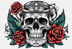 Bold Neo traditional skull tattoo idea