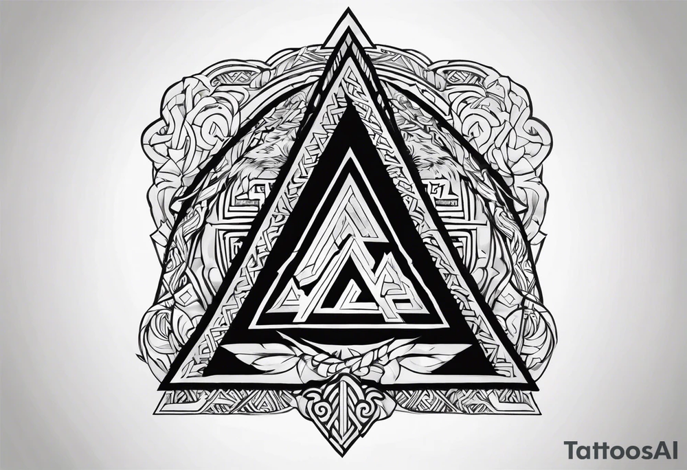 Valhalla sword shield valknut axe tattoo idea