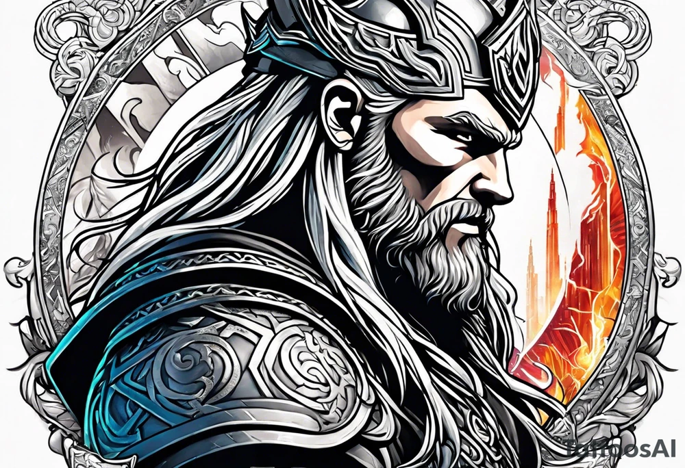 Thor with an Atheist "A" in the background tattoo idea