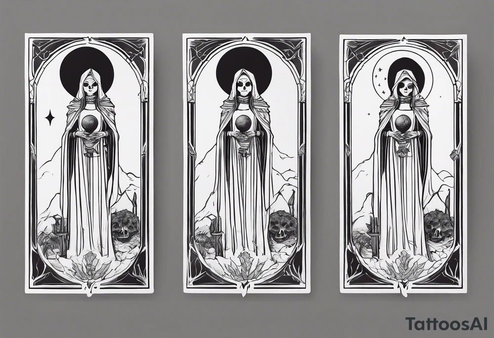 High priestess as a skeleton with moon tarot card tattoo idea High priestess as a skeleton with moon tarot card tattoo idea