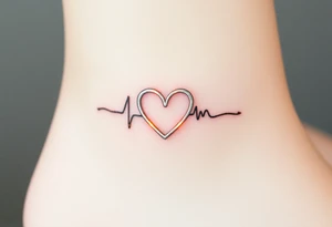 A heartbeat line wrapping around a delicate infinity symbol, colored in silver with glowing accents of gold, representing eternal love. tattoo idea