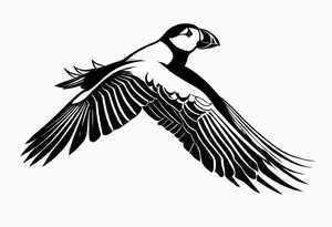 a black flying puffin 
 -  forarm Tattoo tattoo idea