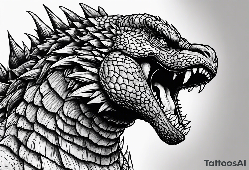 godzilla, roaring tattoo idea