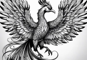 asian phoenix with a long neck, graceful and elegant tattoo idea