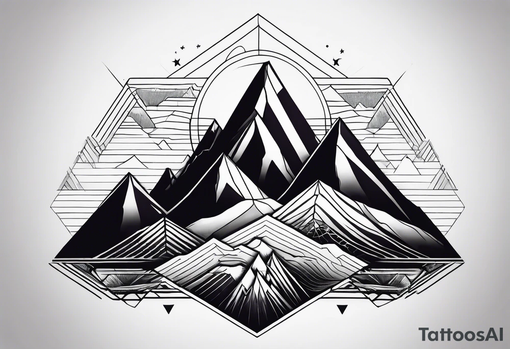 geometric mountains tattoo idea