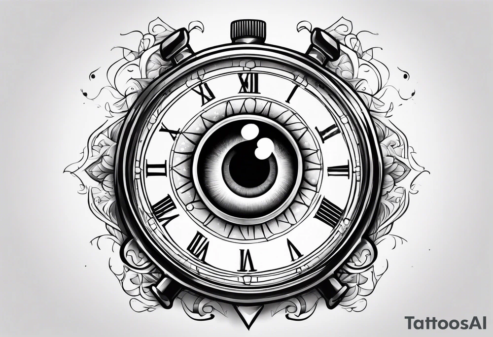 Stop watch with crying eyeball tattoo idea