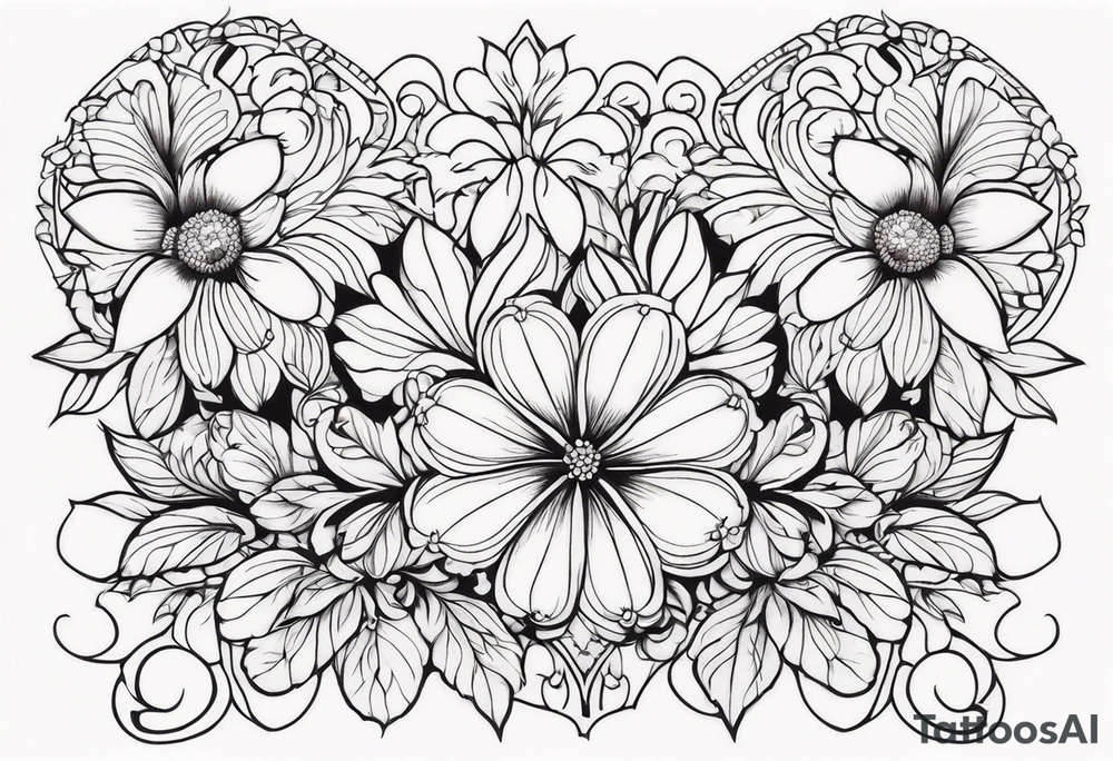 ornaments of flowers tattoo idea