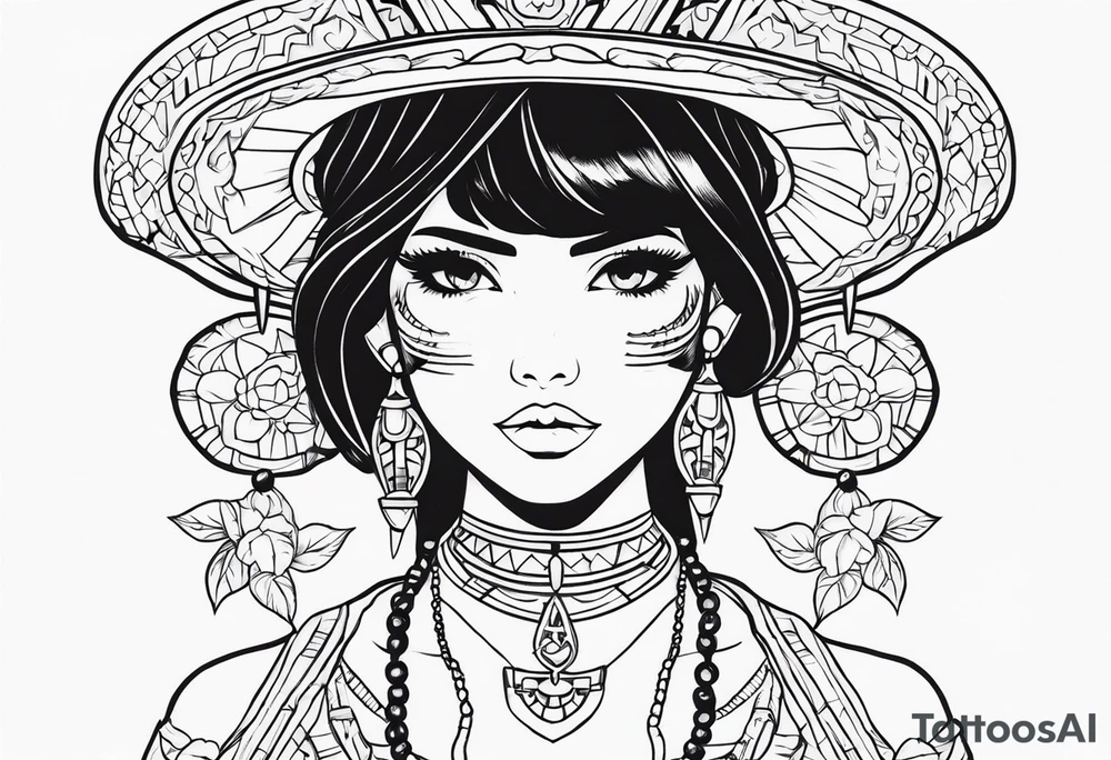 anime girl mexican tattoo idea