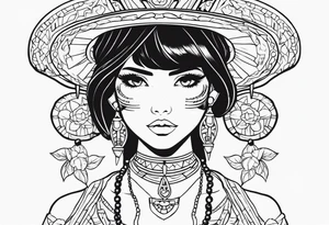 anime girl mexican tattoo idea