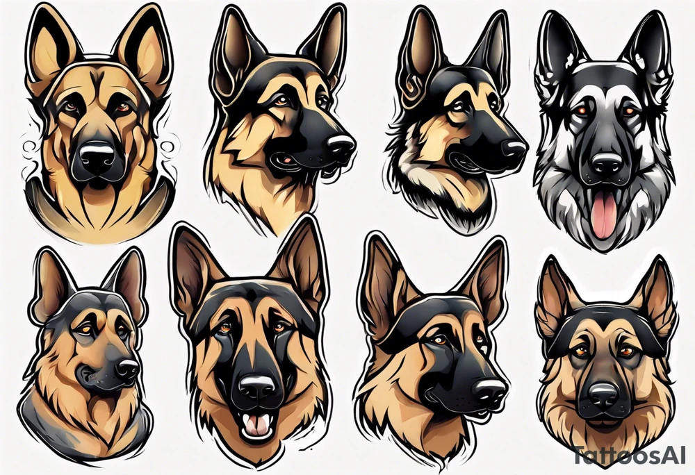 German shepherd portrait tattoo idea