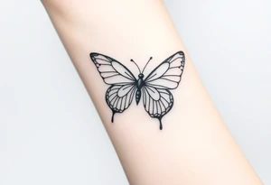 ethereal butterfly with flowing silk ribbons in moonlight tattoo idea