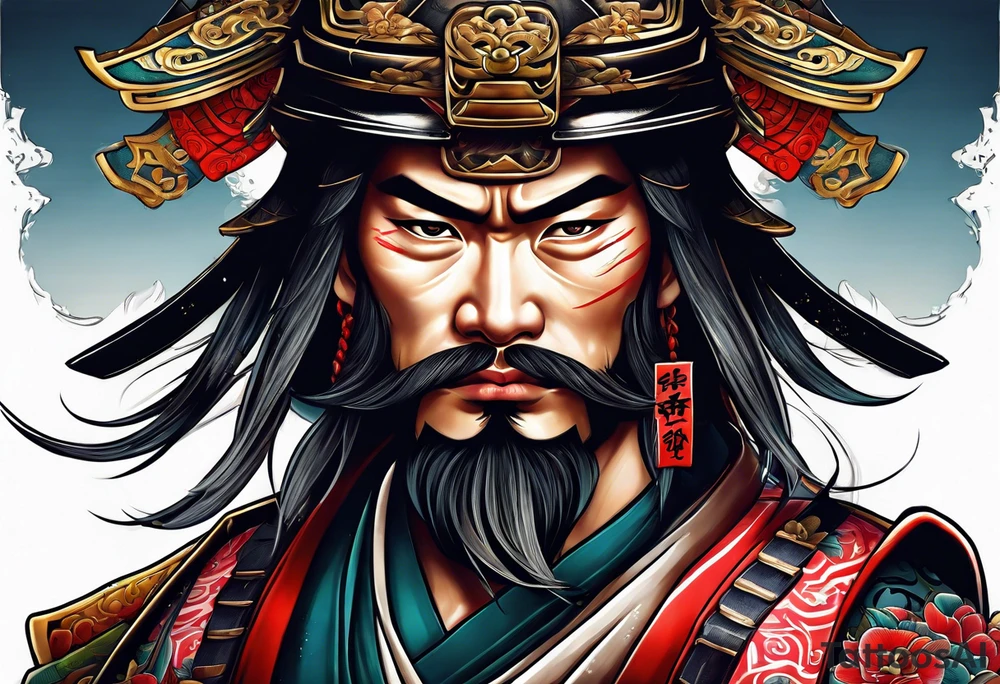 American traditional samurai tattoo idea
