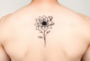 Single flower bouquet with Chrysanthemum and honeysuckle flower tattoo idea