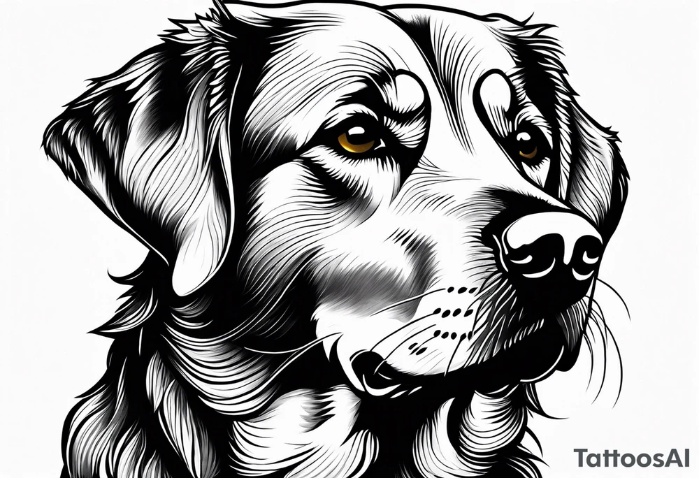 One happy dark colored golden retriever with a yellow Labrador tattoo idea