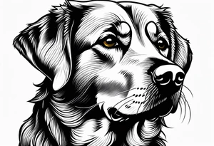 One happy dark colored golden retriever with a yellow Labrador tattoo idea
