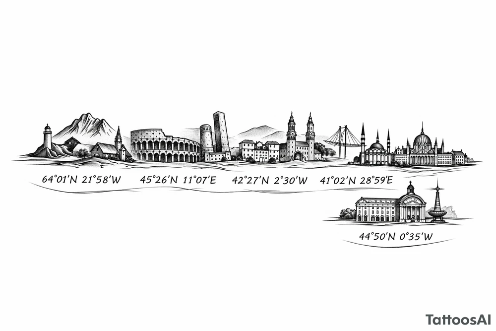Iceland x3 (sindri, ibv, stjarnan)
Italy x2 (Verona, Sassuolo)
Spain (Logrono)
Turkey x2 (Fenerbahce, Besiktas)
Hungary (Fradi)
France (Bordeaux) Something small that contains these countries or clubs no logos maybe coordinates tattoo idea