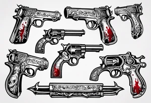gun with blood tattoo idea