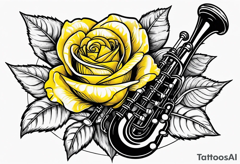 Irish bagpipes yellow rose tattoo idea