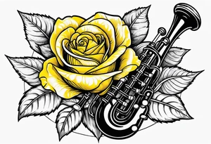 Irish bagpipes yellow rose tattoo idea