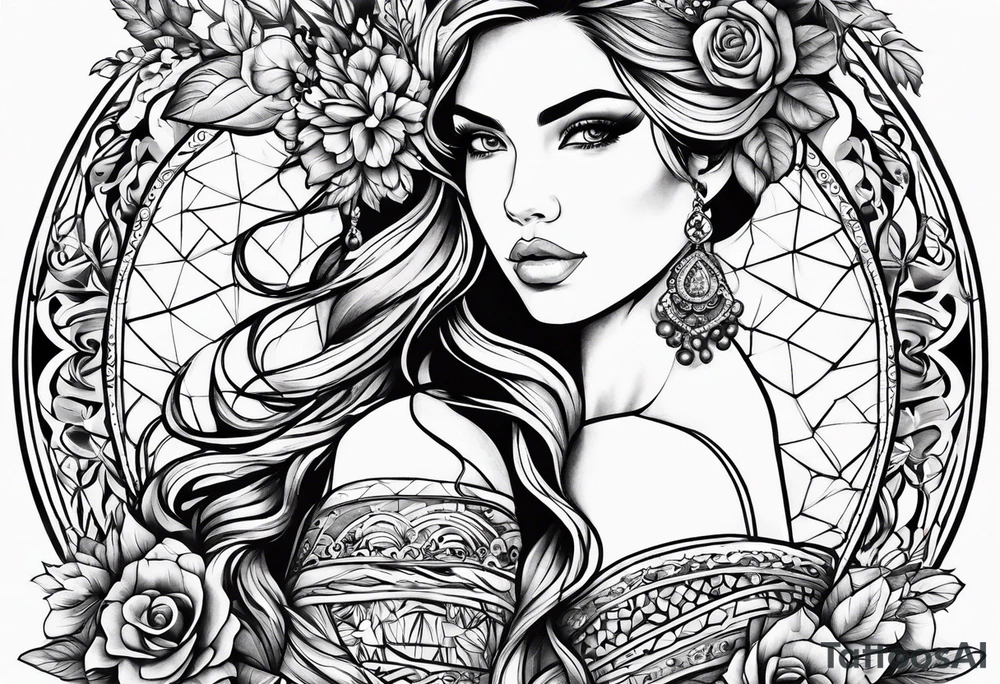 A tattoo design of a girl in the Norwegian national dress tattoo idea