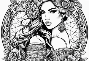A tattoo design of a girl in the Norwegian national dress tattoo idea