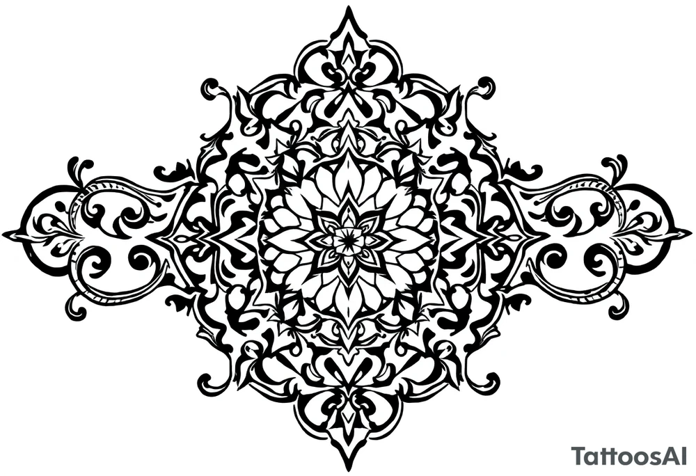 mytical shaman and witch ancient ornament with rhyme tattoo idea