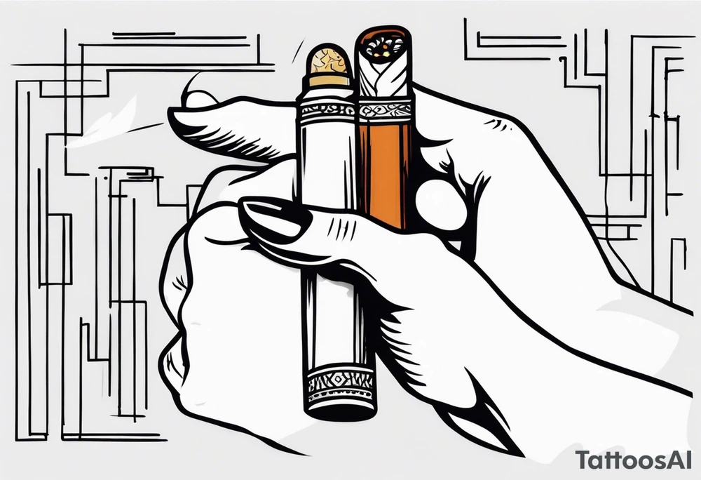 hand holding cigarette tattoo idea