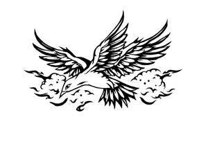 Birds flying in clouds tattoo idea