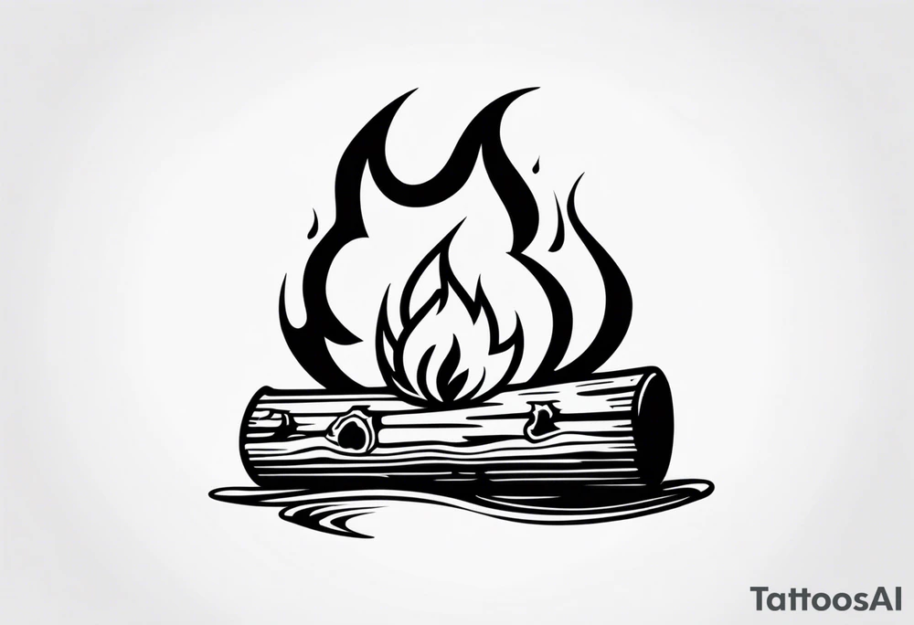 flame with wood logs crossing, simple tattoo idea