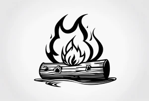 flame with wood logs crossing, simple tattoo idea