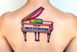 Colorful grand piano tattoo idea