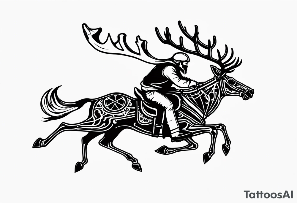 death riding on a reindeer skeleton tattoo idea