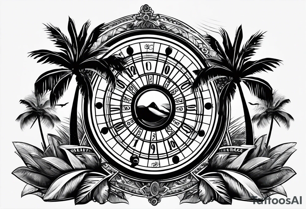ROULETTE casino card games dice sun palm tree tattoo idea