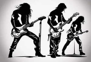 shadows of band members playing instruments. The letters R and J can be found incorporated subliminaly. tattoo idea