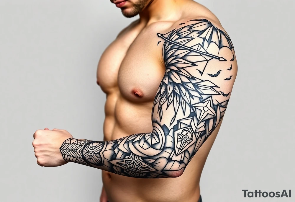 bold line shaman and witch style tattoo idea