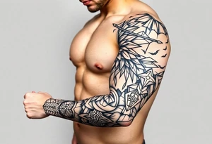 bold line shaman and witch style tattoo idea