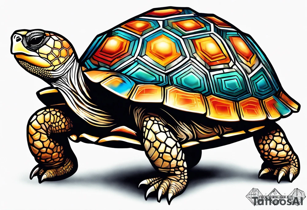 tortoise knee cap tattoo idea