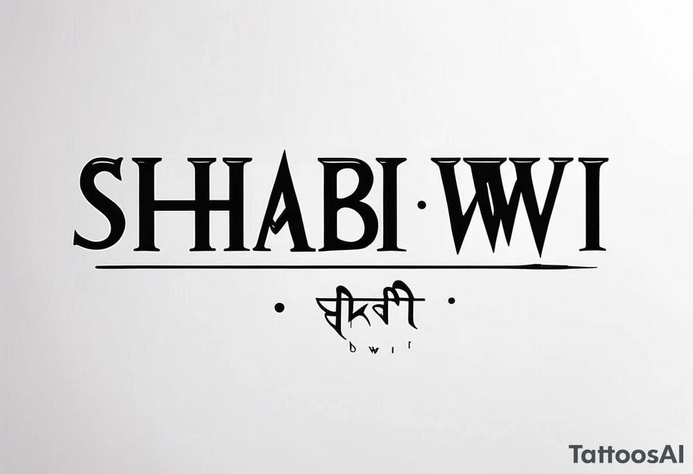 A tattoo of the sentence “shabi ki biwi” in Roman english tattoo idea