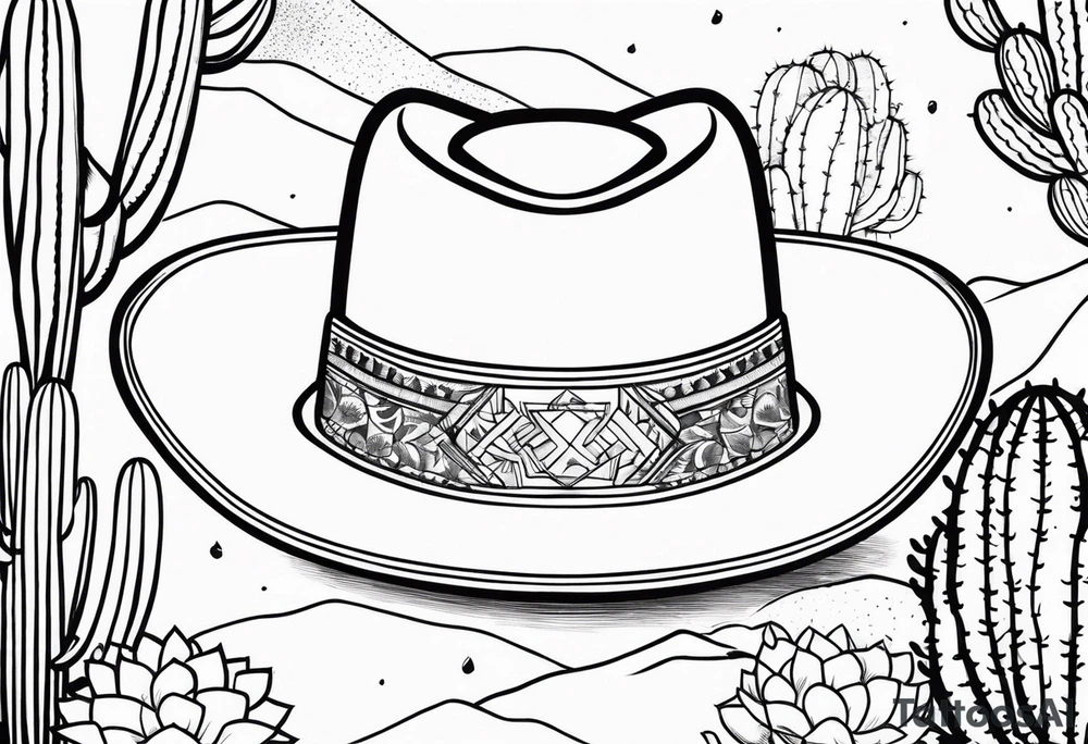 Cactus desert cowboy hat tattoo idea