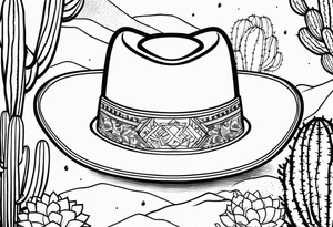 Cactus desert cowboy hat tattoo idea