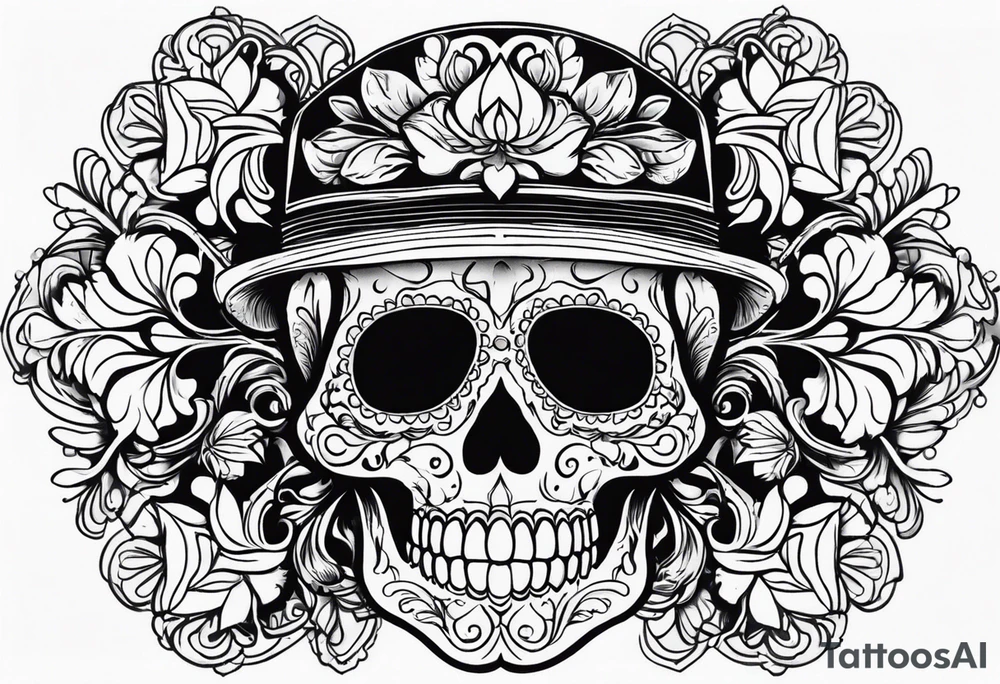 Day of dead skull with smoke around it tattoo idea