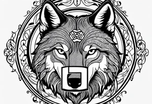 picture of a wolf with the  letter S and p around it tattoo idea