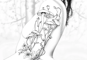 Wild fungi in forest tattoo idea